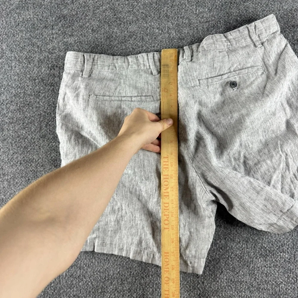 Banana Republic Shorts Mens 38 Gray Linen Blend Stripe Chino Pockets Summer